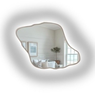 Spiegel met een organische vorm in een kasjmierkleurige MDF-lijst met verlichting - MARIS DUNE LED IN LIJST