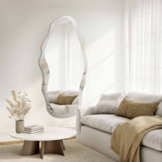 Onregelmatige spiegel op wit-goud marmer – MARBLE AMBER