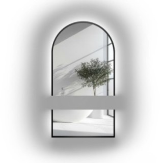 Half-ovale spiegel voor kaptafel in zwart mdf frame in twee delen -BERDO LED - kleur van frame naar keuze