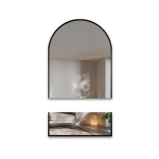 Half-ovale spiegel voor kaptafel in matzwart mdf frame in twee delen -BERDO- kleur van frame naar keuze