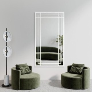 Loft spiegel met raamwerk in een wit frame - BERNARD