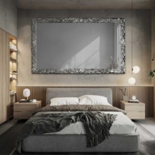 Elegante wandspiegel in zilveren lijst met grafiet paneel - CLAUDE GRAPHITE